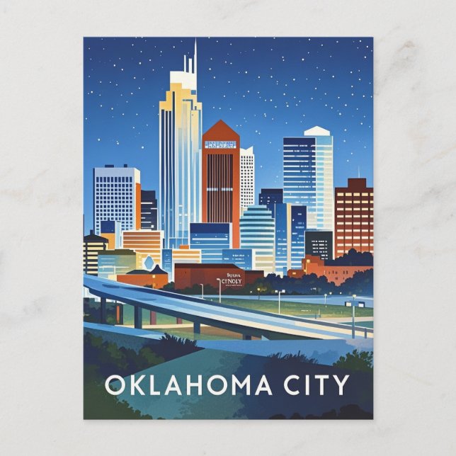 Oklahoma City water color skyline Postcard (Front)