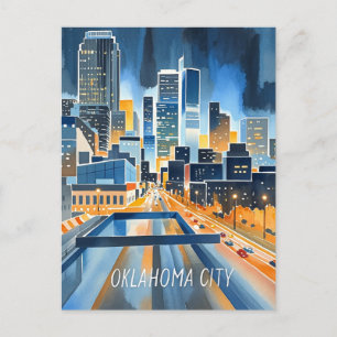 Oklahoma City water color skyline Postcard