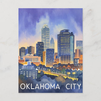 Oklahoma City water color skyline Postcard