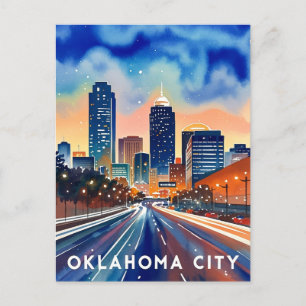 Oklahoma City water color skyline Postcard