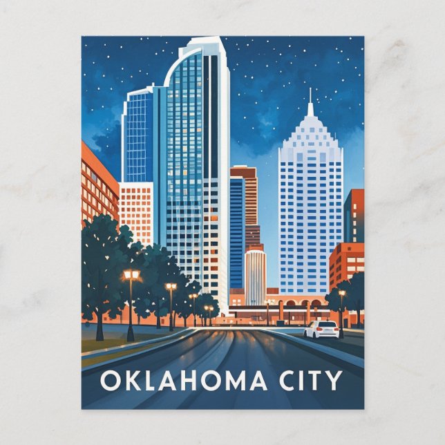Oklahoma City water color skyline Postcard (Front)