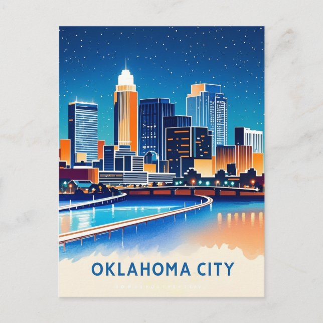 Oklahoma City water color skyline Postcard (Front)