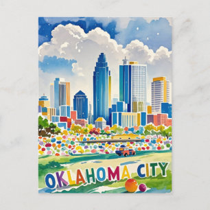 Oklahoma City water color skyline Postcard