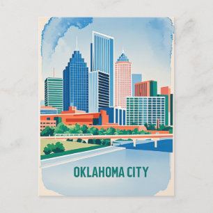 Oklahoma City water color skyline Postcard