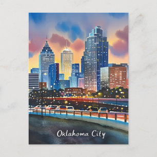 Oklahoma City water color skyline Postcard