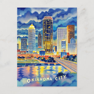 Oklahoma City water color skyline Postcard