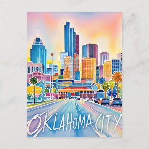 Oklahoma City water color skyline Postcard