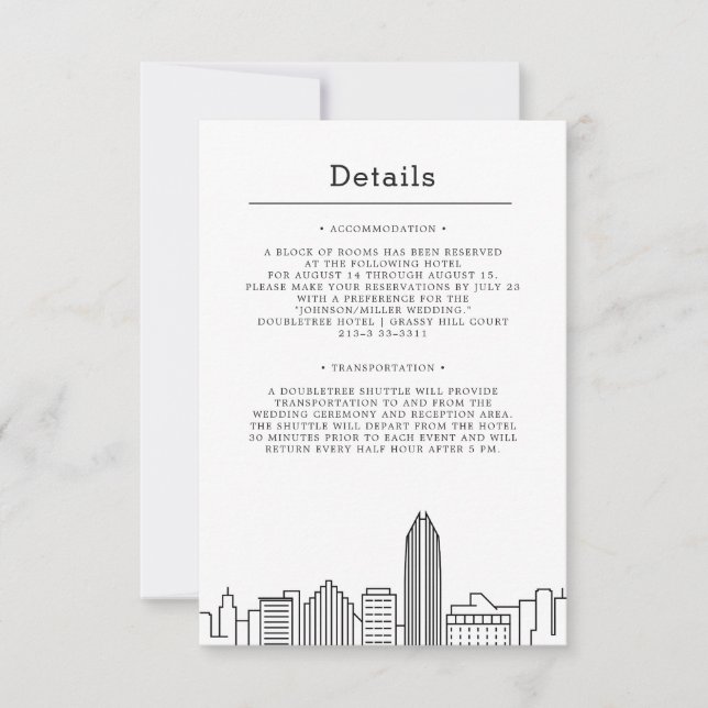 Oklahoma City Wedding | Guest Details Invitation (Front)