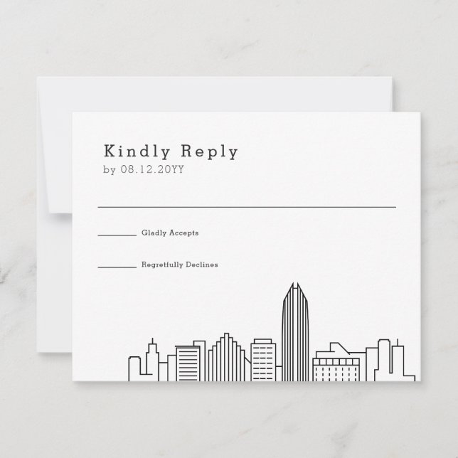 Oklahoma City Wedding | Stylized Skyline RSVP (Front)