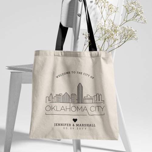 Oklahoma City Wedding  Stylized Skyline Tote Bag