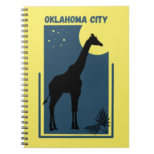 Oklahoma City Zoo Park Vintage Giraffe Yellow Blue Notebook