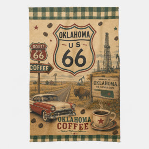 Oklahoma Classic Car Coffee Plains Americana Kitchen Towel