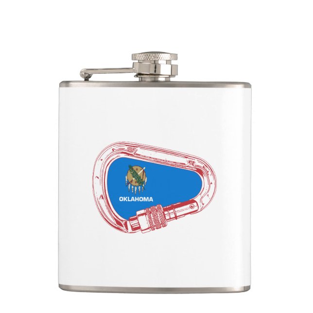 Oklahoma Climbing Carabiner Flask (Front)