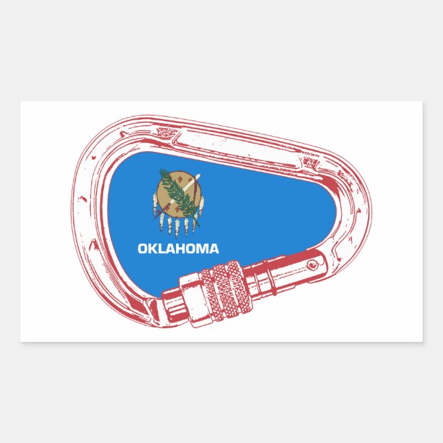 Oklahoma Climbing Carabiner Rectangular Sticker (Front)