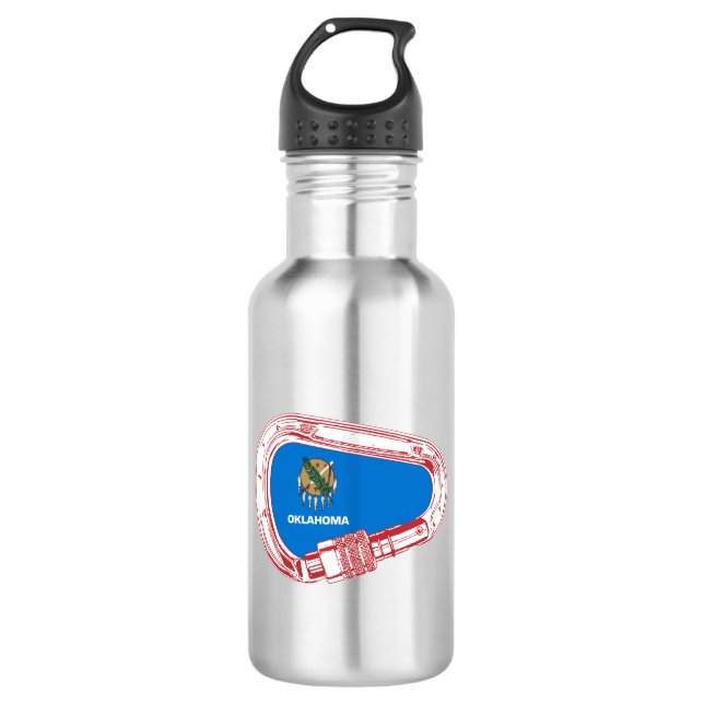 Oklahoma Climbing Carabiner Stainless Steel Water Bottle (Front)