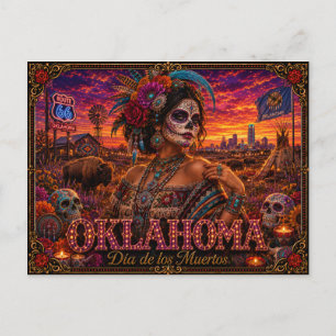 Oklahoma Día de los Muertos Retro Postcard