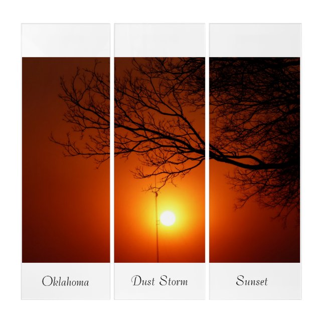Oklahoma Dust Storm Sunset - Triptych Wall Art (Front)