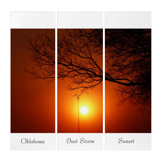 Oklahoma Dust Storm Sunset - Triptych Wall Art (Front)