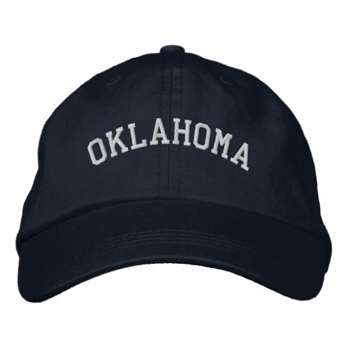 Oklahoma Embroidered Adjustable Navy Embroidered Baseball Cap
