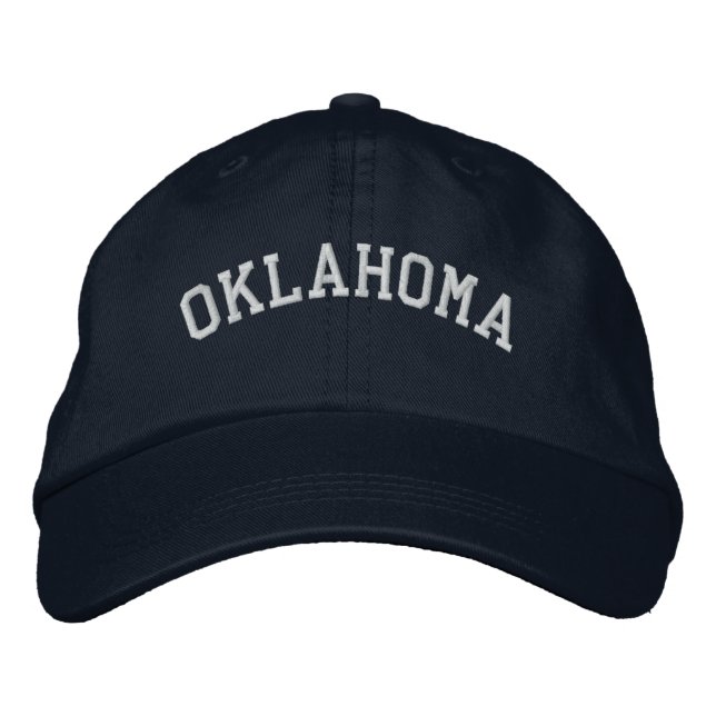 Oklahoma Embroidered Adjustable Navy Embroidered Baseball Cap (Front)