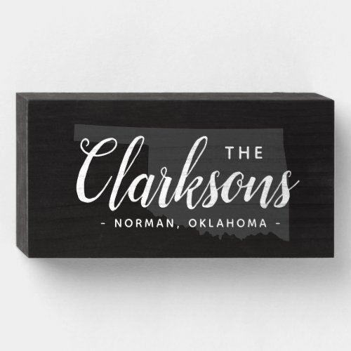 Oklahoma Family Monogram State Map Wooden Box Sign