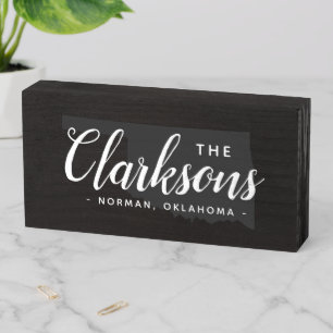 Oklahoma Family Monogram State Map Wooden Box Sign