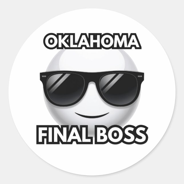 Oklahoma Final Boss Cool Emoji Sticker (Front)