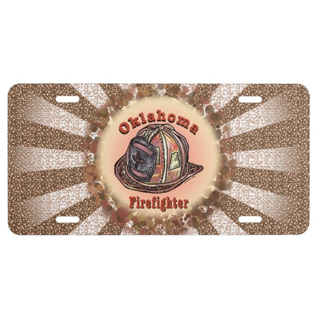 Oklahoma Firefighter  License Plate (Front)