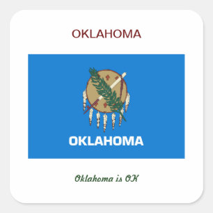 Oklahoma Flag and Slogan Square Sticker