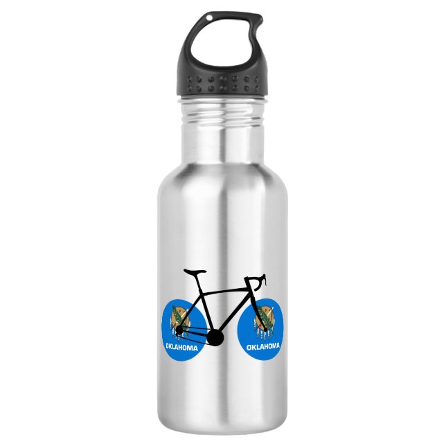 Oklahoma Flag Cycling Stainless Steel Water Bottle (Front)