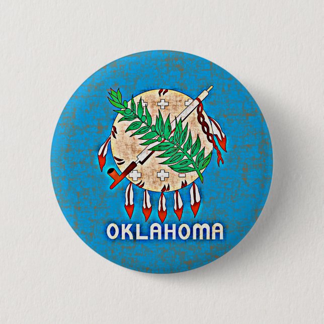 OKLAHOMA FLAG PINBACK BUTTON (Front)