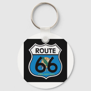 Oklahoma flag Route 66 Shield Keychain