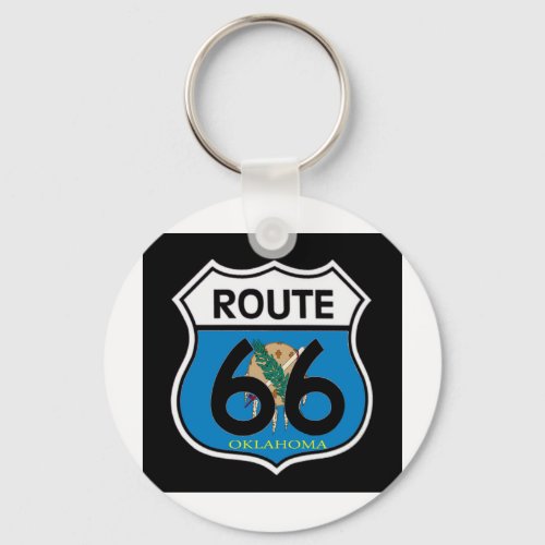 Oklahoma flag Route 66 Shield Keychain