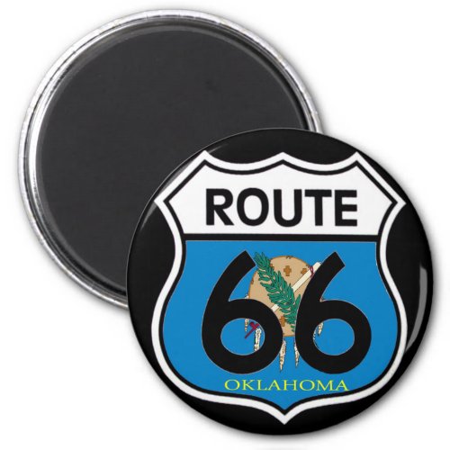 Oklahoma flag Route 66 Shield Magnet