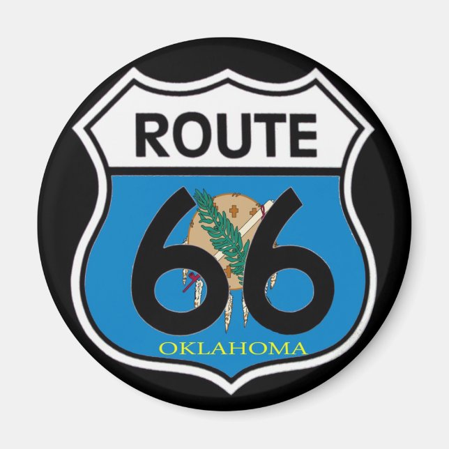 Oklahoma flag Route 66 Shield Magnet (Front)