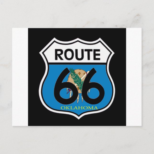 Oklahoma flag Route 66 Shield Postcard (Front)