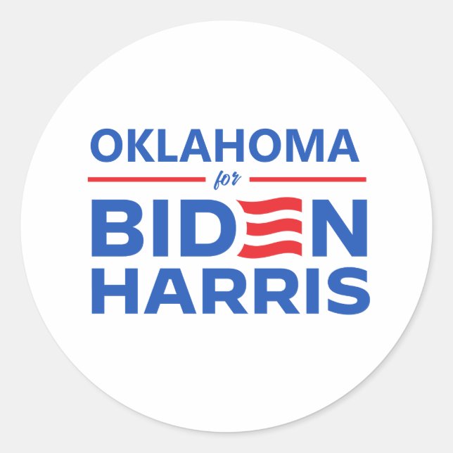 Oklahoma for Biden Harris Classic Round Sticker (Front)
