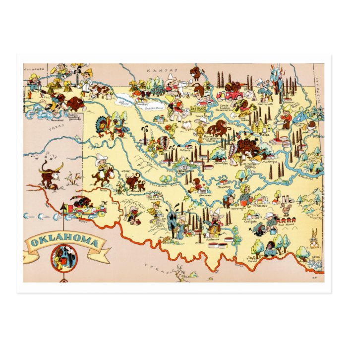 Oklahoma Funny Map Post Cards
