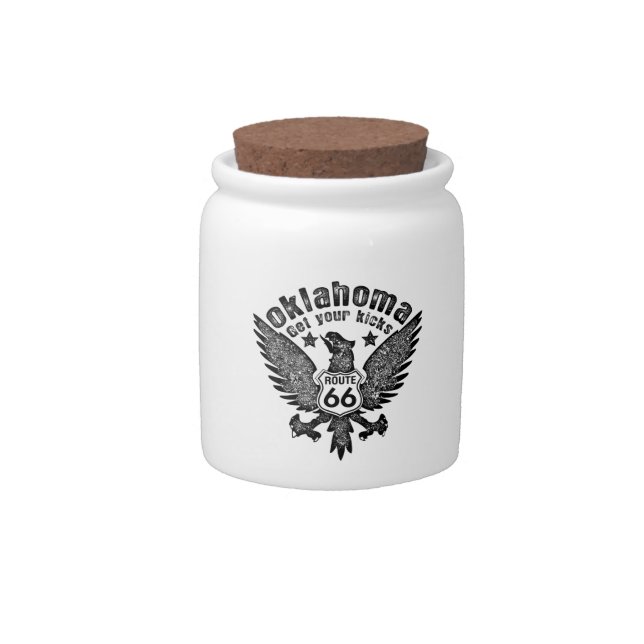 Oklahoma Get Your Kicks Candy Jar (Front)