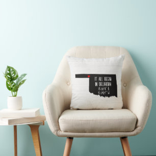 Oklahoma GPS Coordinates with Heart Throw Pillow