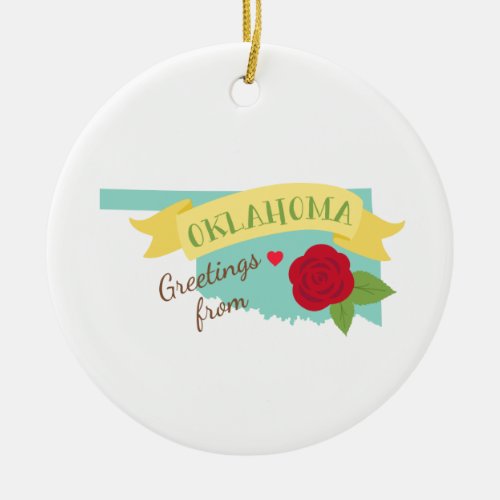 Oklahoma Greetings Ceramic Ornament
