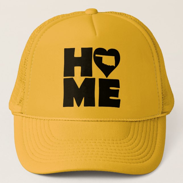 Oklahoma Home Heart State Ball Cap Trucker Hat (Front)