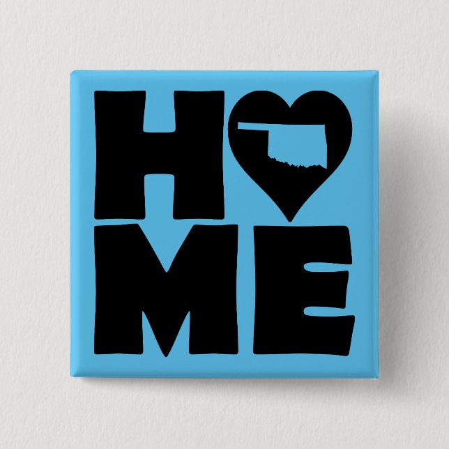 Oklahoma Home Heart State Button Badge Pin (Front)