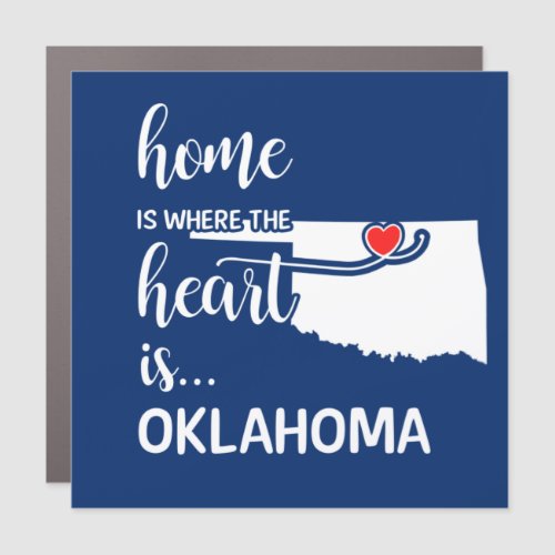 Oklahoma home is where the heart is car magnet
