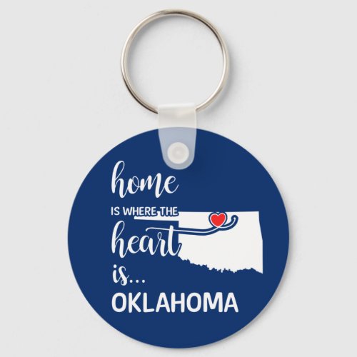 Oklahoma home is where the heart is keychain