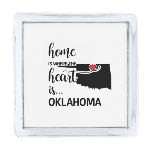 Oklahoma home is where the heart is silver finish lapel pin