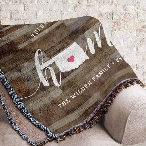 Oklahoma Home State Personalized Wood Look Throw Blanket