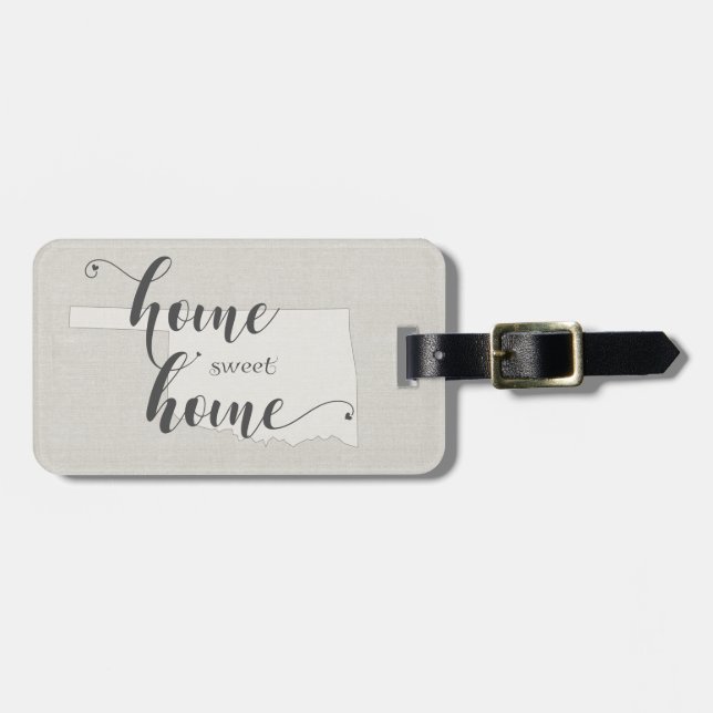 Oklahoma - Home Sweet Home burlap-look Luggage Tag (Front Horizontal)