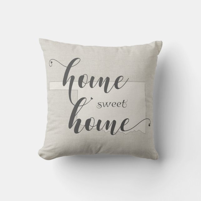 Oklahoma - Home Sweet Home burlap-look Throw Pillow (Front)