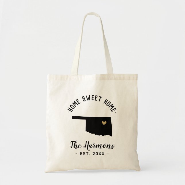 Oklahoma Home Sweet Home Family Monogram Tote Bag (Front)